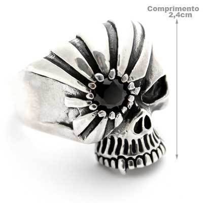 Anel de Prata Caveira com Zircônia