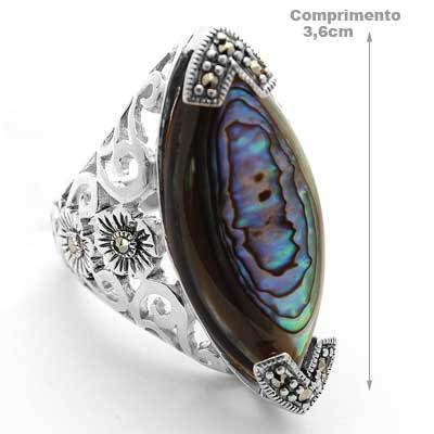 Anel de Prata com Abalone
