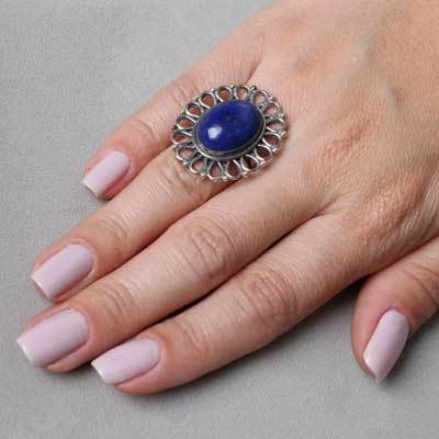 Anel de Prata com Lápis Lázuli - 36360