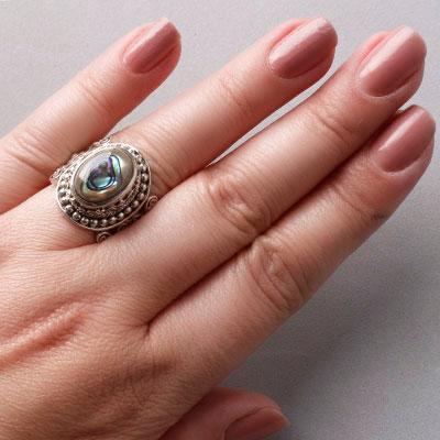 Anel de Prata Abalone