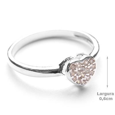 Anel de Prata Coração com Zircônia