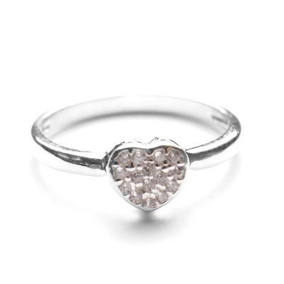 Anel de Prata Coração com Zircônia