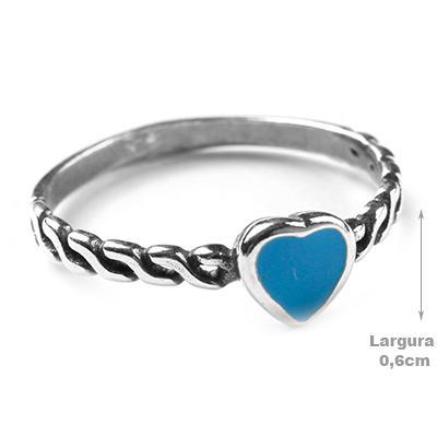 Anel de Prata Coração com Turquesa