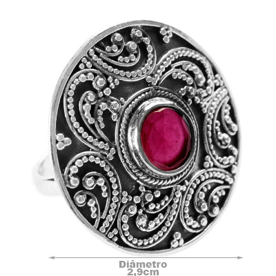 Anel de Prata com Rubi