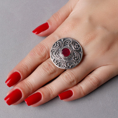 Anel de Prata com Rubi