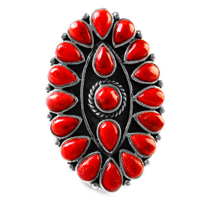 Anel de Prata com Coral.