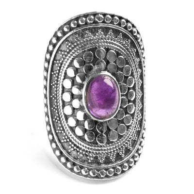 Anel de Prata com Ametista.