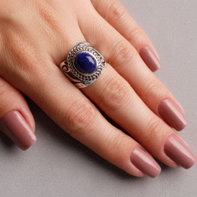 Anel de Prata com Lápis Lázuli