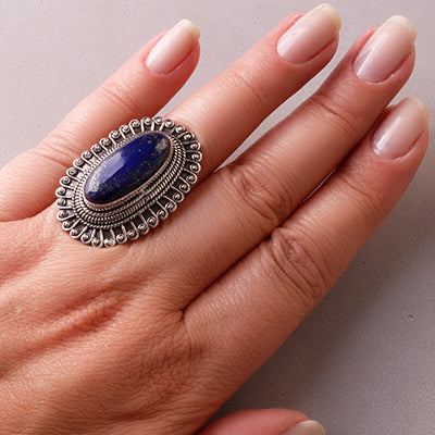 Anel de Prata com Lápis Lázuli