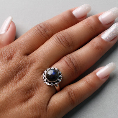 Anel de Prata com Labradorita