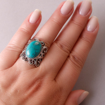Anel de Prata com Turquesa