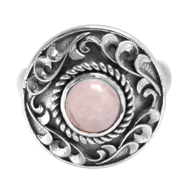 Anel de Prata com Quartzo Rosa