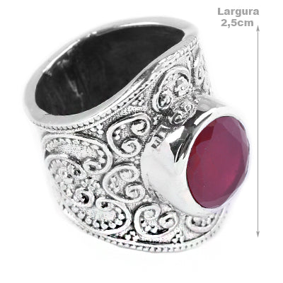 Anel de Prata com Rubi.