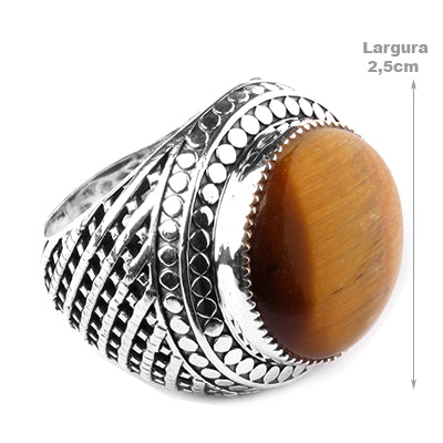 Anel de Prata com Olho de Tigre.