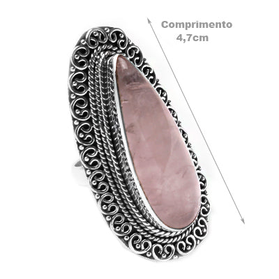 Anel de Prata com Quartzo Rosa