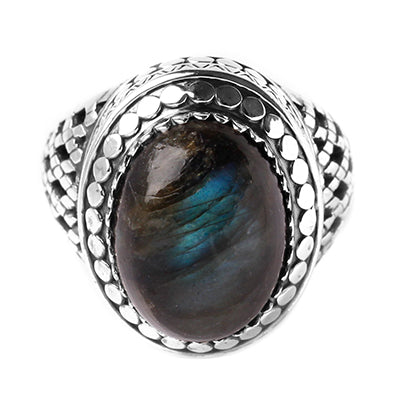 Anel de Prata com Labradorita.