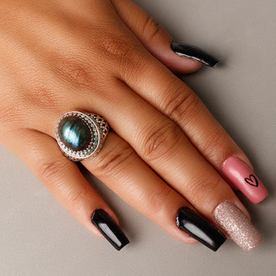 Anel de Prata com Labradorita.