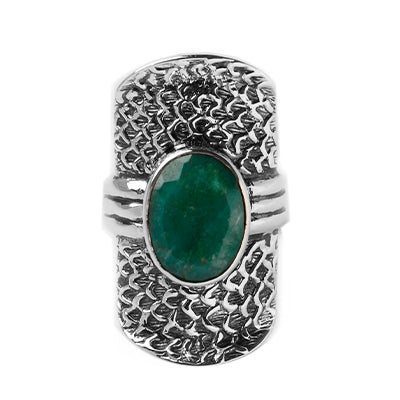 Anel de Prata com Esmeralda.