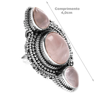 Anel de Prata com Quartzo Rosa