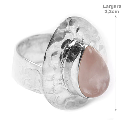 Anel de Prata com Quartzo Rosa.