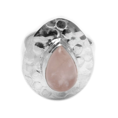 Anel de Prata com Quartzo Rosa.