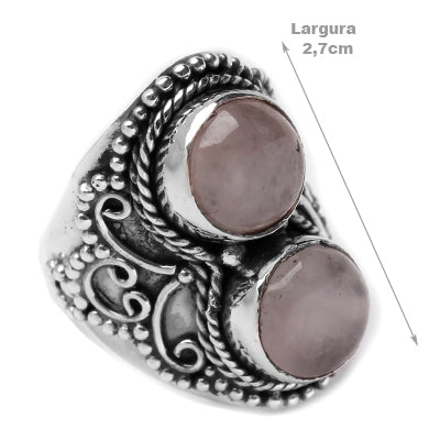 Anel de Prata com Quartzo Rosa.