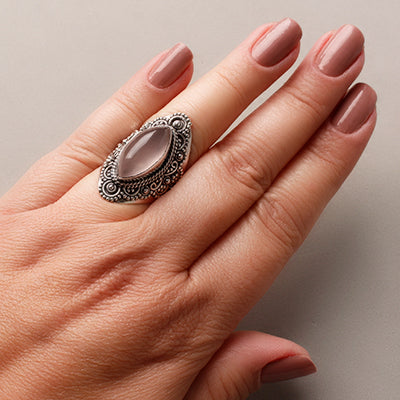 Anel de Prata com Quartzo Rosa