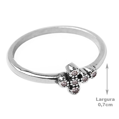 Anel de Prata Cruz com Zircônia