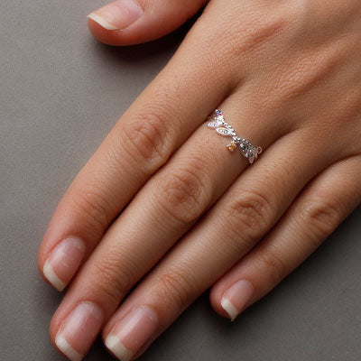 Anel de Prata Ramo com Zircônia