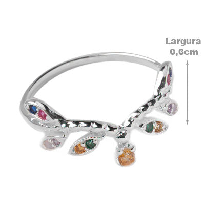 Anel de Prata Ramo com Zircônia