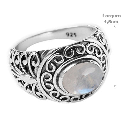 Anel de Prata com Pedra da Lua