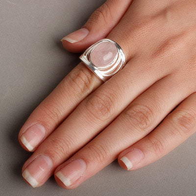 Anel de Prata com Quartzo Rosa - 53205