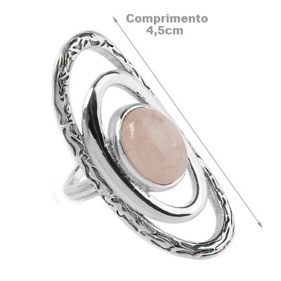 Anel de Prata com Quartzo Rosa