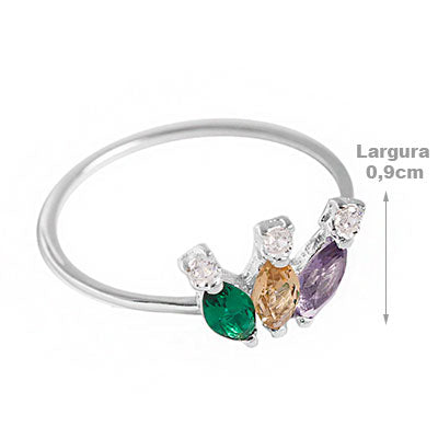 Anel de Prata Coroa com Zircônia