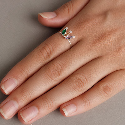 Anel de Prata Coroa com Zircônia