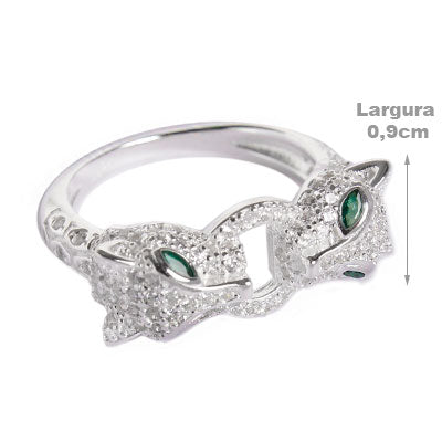 Anel de Prata Pantera com Zircônias