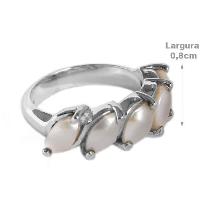 Anel de Prata com Pérolas
