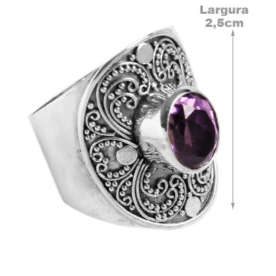 Anel de Prata com Ametista