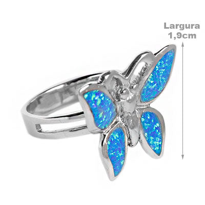 Anel de Prata Borboleta com Opala