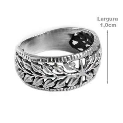 Anel de Prata Folhas