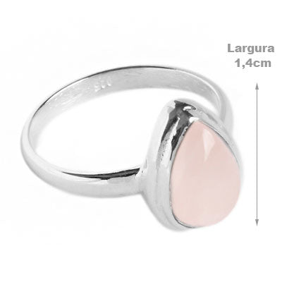 Anel de Prata com Quartzo Rosa