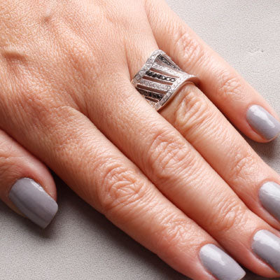 Anel de Prata Zircônias e Ágata