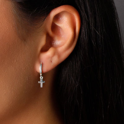 Argola de Prata Cruz -