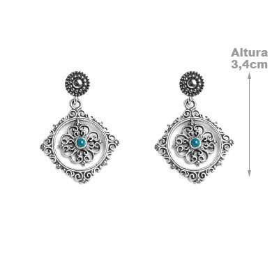 Brinco de Prata com Turquesa