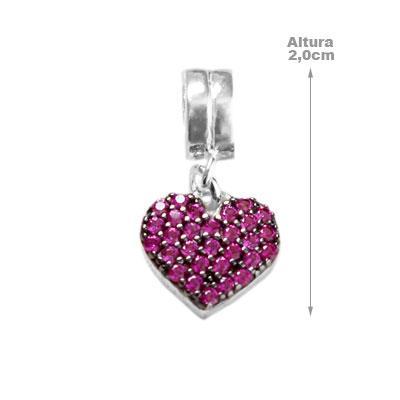 Berloque de Prata Coração com Zircônia - 34324