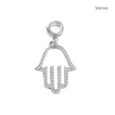 Berloque de Prata Hamsa com Zircônia