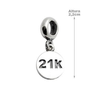 Berloque de Prata Placa 21 K