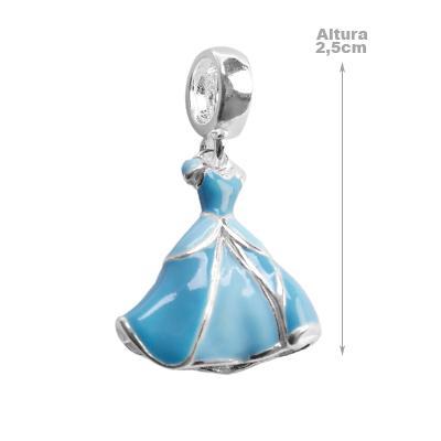 Berloque de Prata Vestido Princesa
