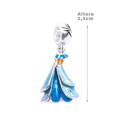 Berloque de Prata Vestido Princesa