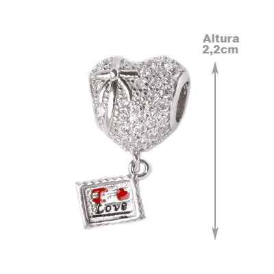 Berloque de Prata com Coração.